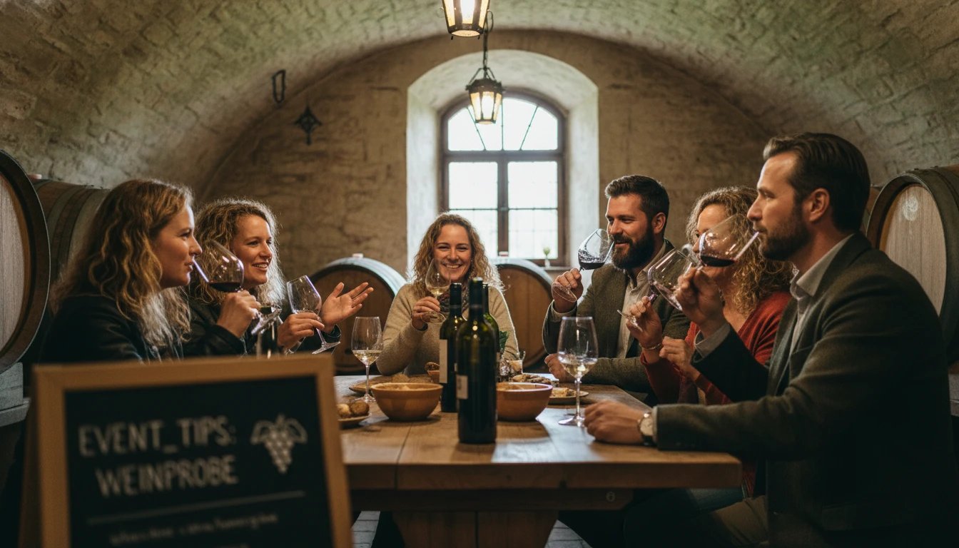 Gruppe bei einer Weinprobe im Weingut